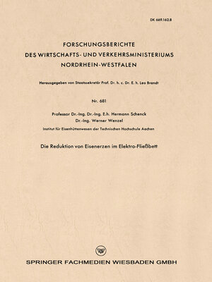 cover image of Die Reduktion von Eisenerzen im Elektro-Fließbett